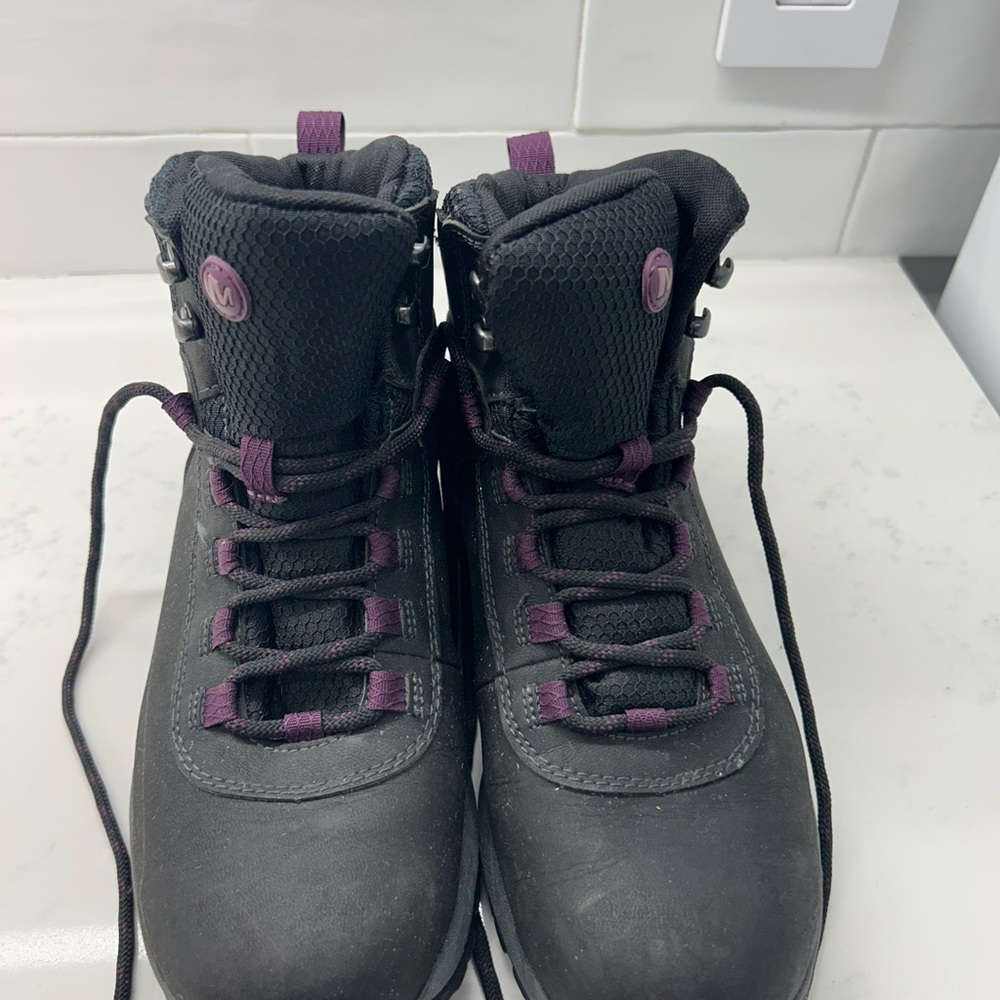 Merrill Black and Purple Waterproof hiking Boots